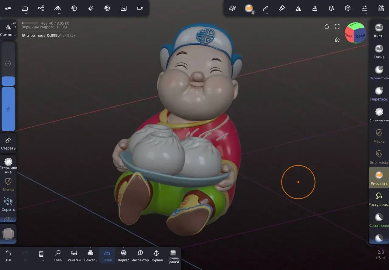 3D-модель традиционной фигурки в Nomad Sculpt, без печати